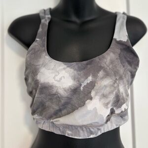Lululemon Grey Tie-Dye Sports Bra with Criss-Cross Back Size 10